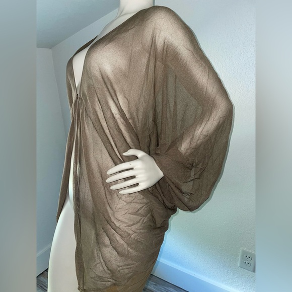 Alice + Olivia Tan Sheer Cardigan Medium - Picture 1 of 7